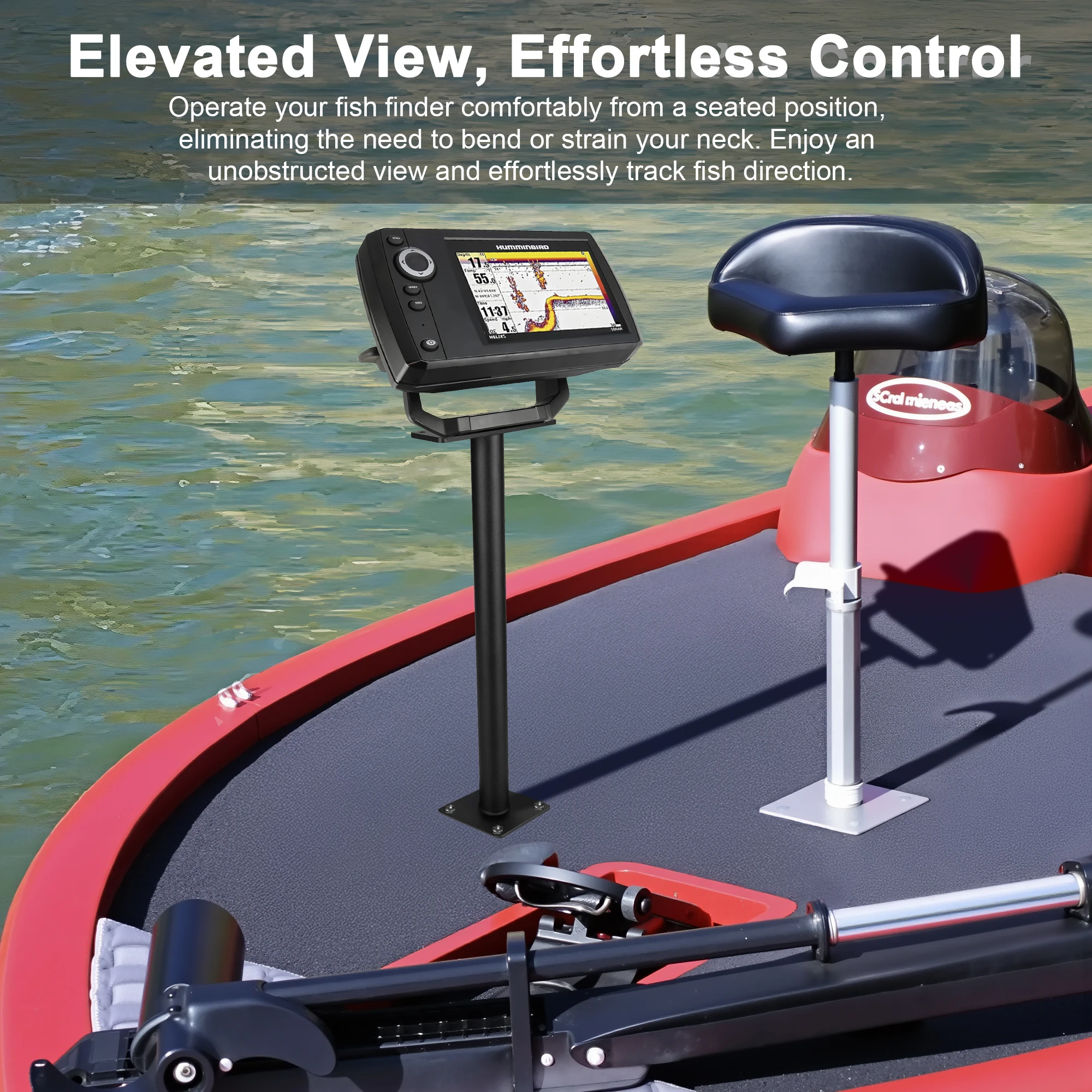 17.72 Tall Fish Finder Mount for Boat,Depth Finder Chartplotters Mount,CompatiblewithGarmin,Lowrance,HumminbirdandMoreFishfinder