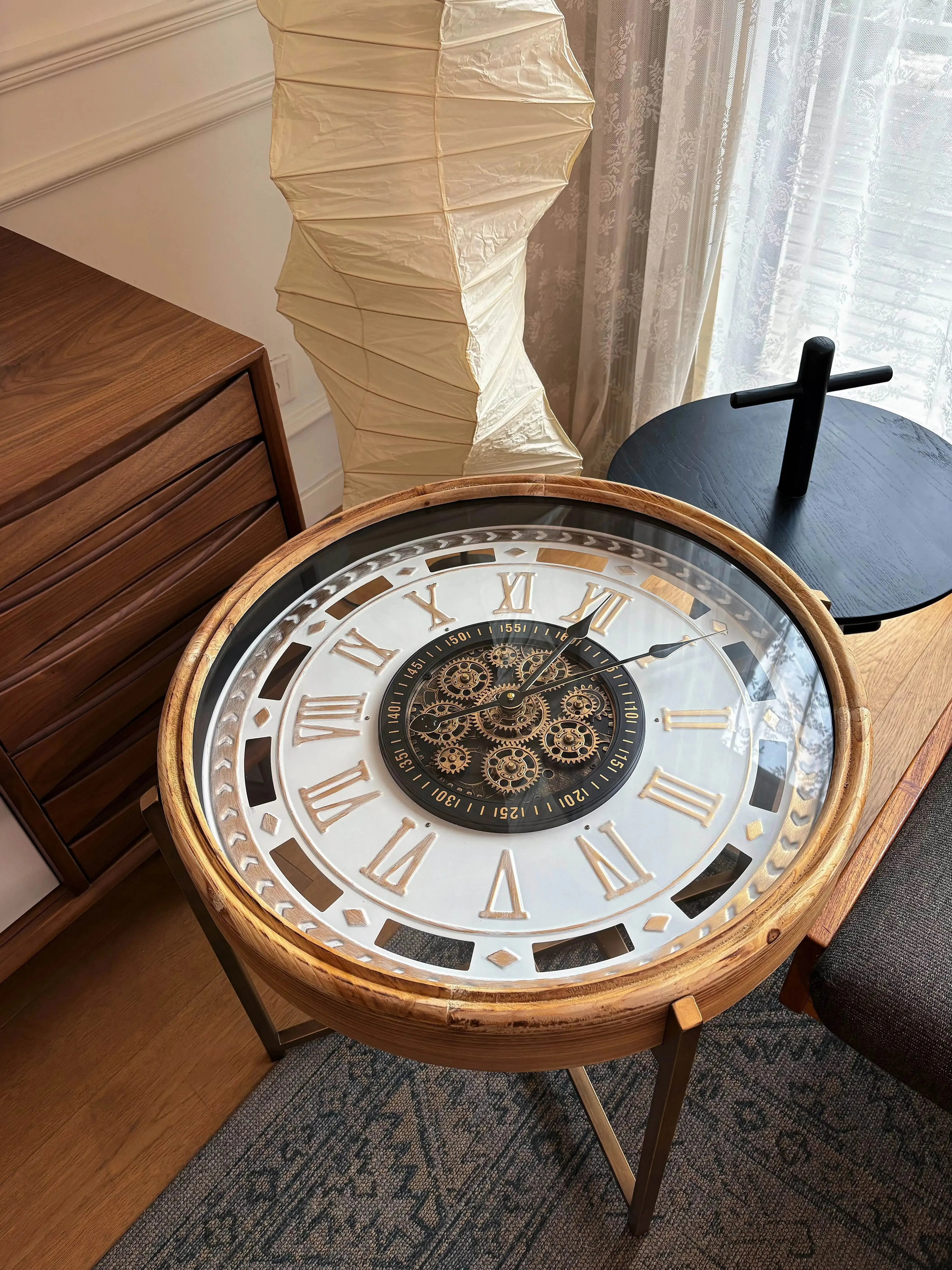 American style Retro Light luxury Design Clocks Watches Tea table Living room Advanced Art Decorations Sofa Small side table