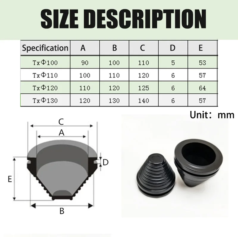 100/110/120/130mm Rubber Tower Type Protection Coil Snap in Grommet Pad Seal Ring Protective Ring Sealing Cap Wire Guard Ring