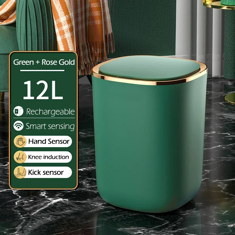 

12L Smart Waste Bin Trash Can Automatic Sensor Dustbin Sensor Electric Rubbish Bucket Home Garbage Storage for Kitchen Bathroom