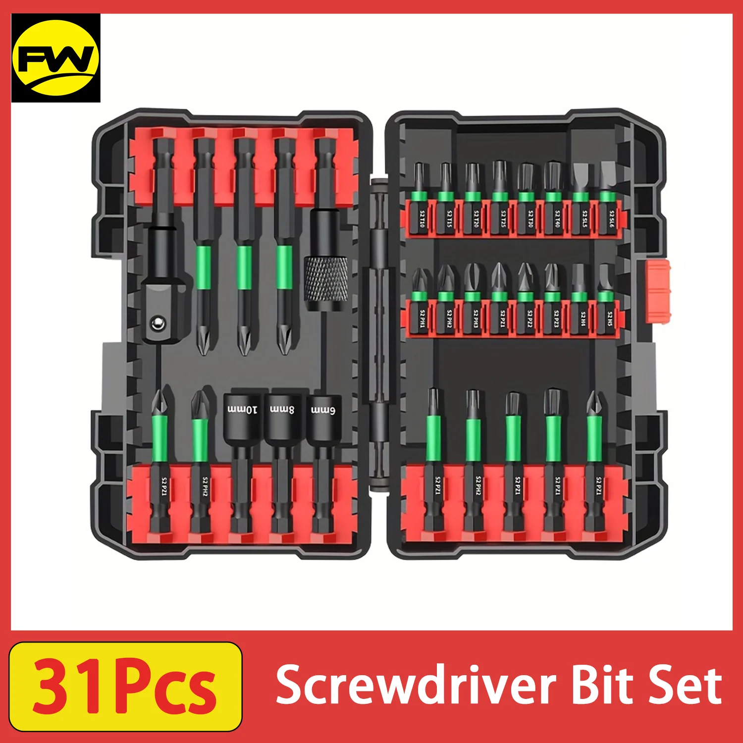 31Pcs Screwdriver Bit Set with Phillips Hexagon Socket and  Hexagonal Handle Socket, Suitable for Diy Projects, Home Repair