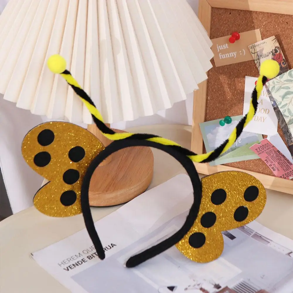 ตลกเกาหลีสไตล์ Bee Headband Photo Props ตกแต่งฮาโลวีน Hairband Headdress อุปกรณ์เสริมผมผีเสื้อผม Hoop Party