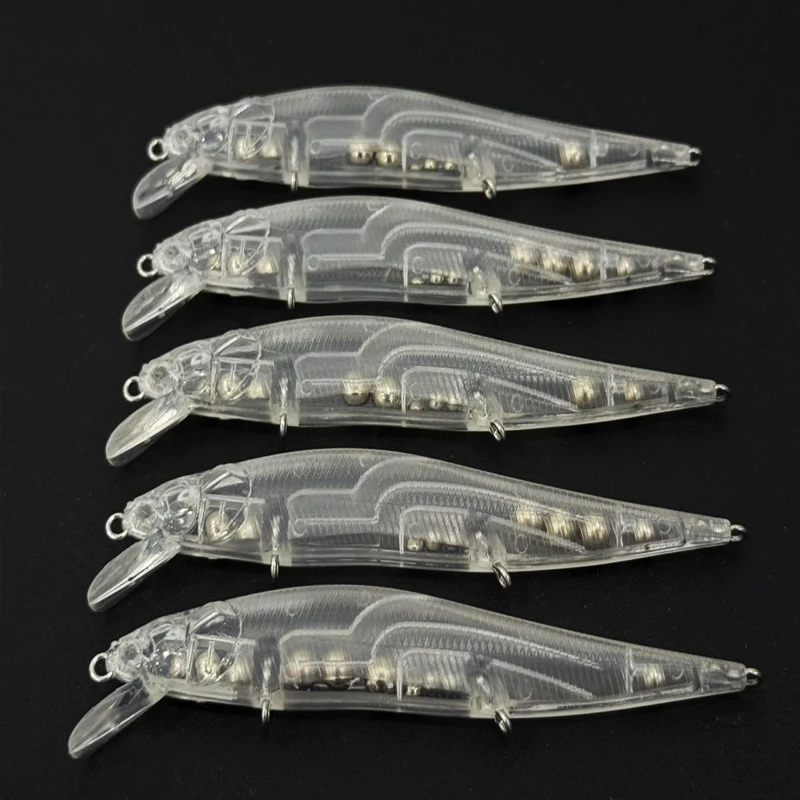 10pcs Suspend Minnow Lure Blanks 98MM 9G Rattles Wobbler Jerkbait DIY Handmade Unpainted Transparent Body Hard Bait Fish Tackle