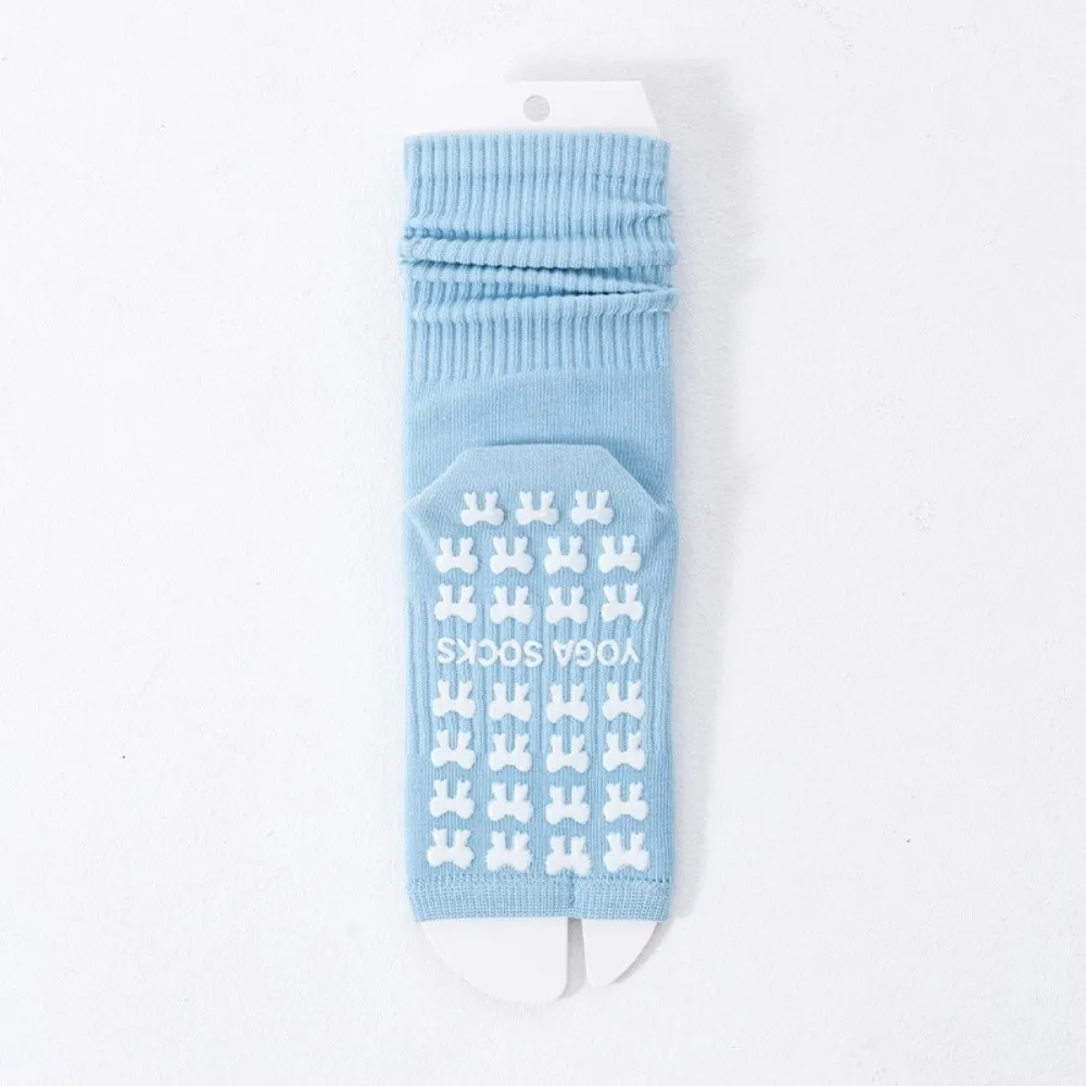 Cotton Pilates Socks for Women Breathable Silicone Sole Mid Tube Socks Non-Slip High-elastic Floor Socks for Yoga Dance