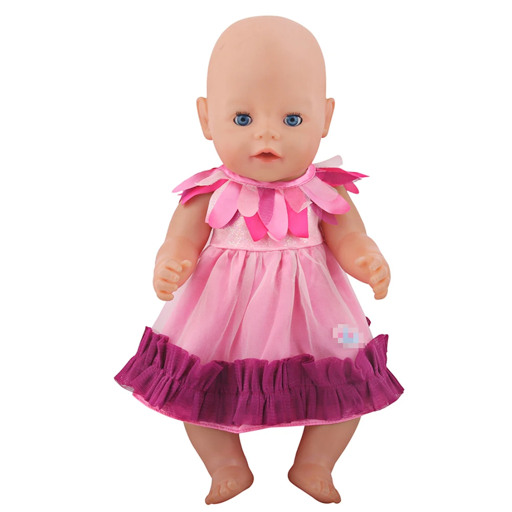 Pink Purple Two-tone Dress For American 18 Inches Dolls Cute Lace Skirt Clothing For 43cm Baby New Born&OG,Russia DIY Girl Dolls