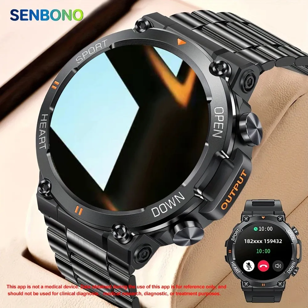SENBONO Smart Watch Men Outdoor Sports Fitness Man Watch Bluetooth Call Health Monitoring Waterproof Men Smartwatch For Android