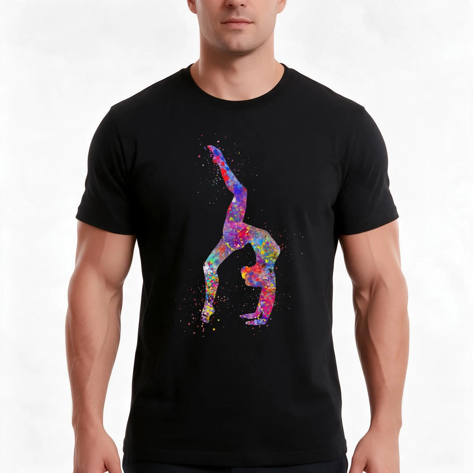 Gymnastics girl, watercolor gymnastics, teen gift, gymnastics wall art T-Shirt, Summer Casual Cotton Tee, Vintage Graphic Print