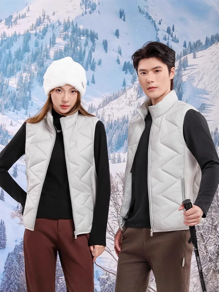 

Couples Warm Cotton Wool Filled Vest Thin Autumn Winter Outerwear Loose Fit Stand Collar Thermal Tank Top for Men And Women