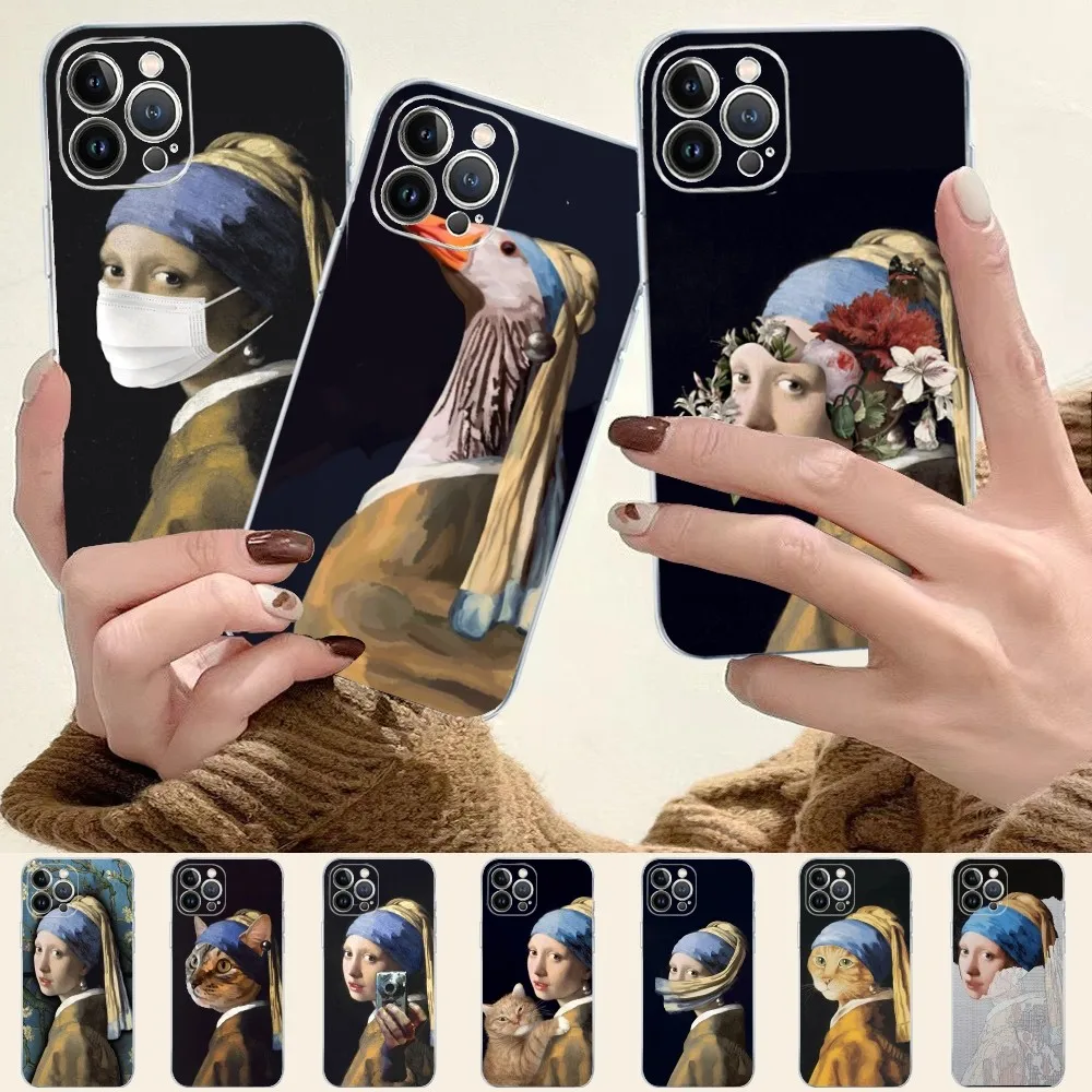 Girl With A Pearl Earring Vermeer Phone Case For iPhone 15 14 11 12 13 Mini Pro XS Max Cover 6 7 8 Plus X XR SE 2020 Funda Shell