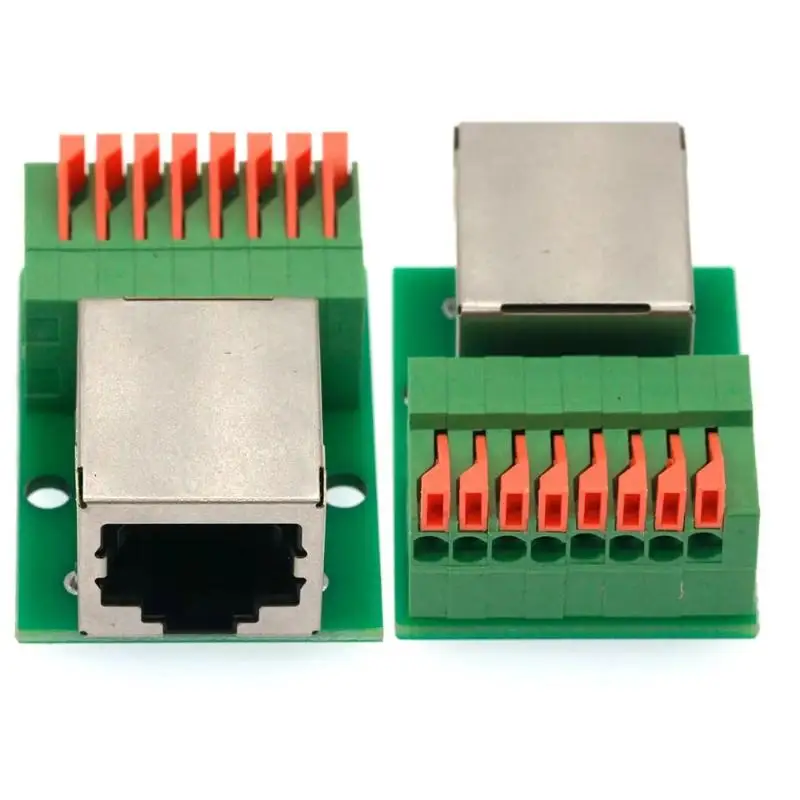 1Pc Data Adapter Board Female Socket Guide Rail Installation Terminals Connector RJ45 Network Port Terminal Block Welding Free