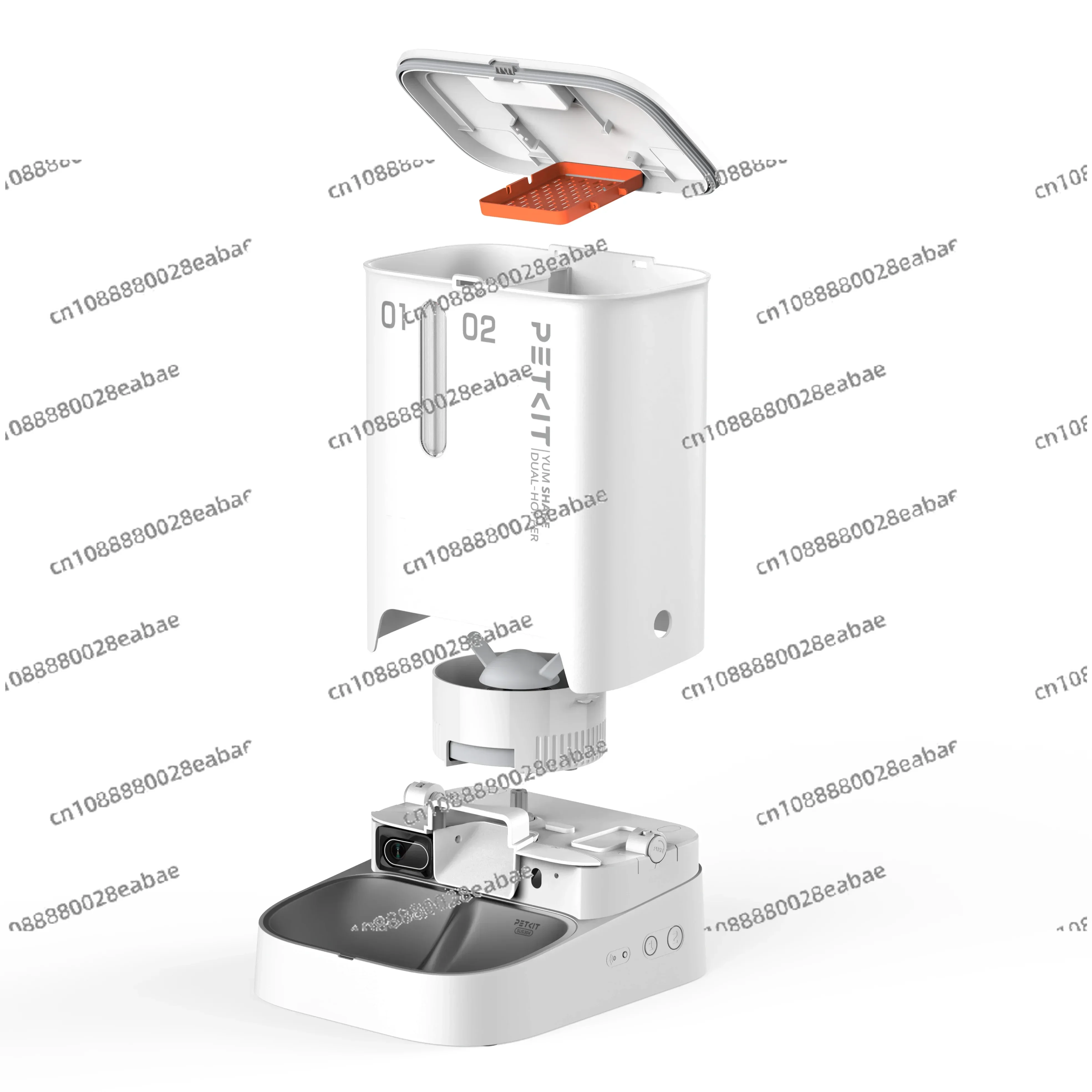 Dual Hopper 1080p Camera with 140 Degree Wide-angle Lens, Large Capacity Automatic Pet Feeder