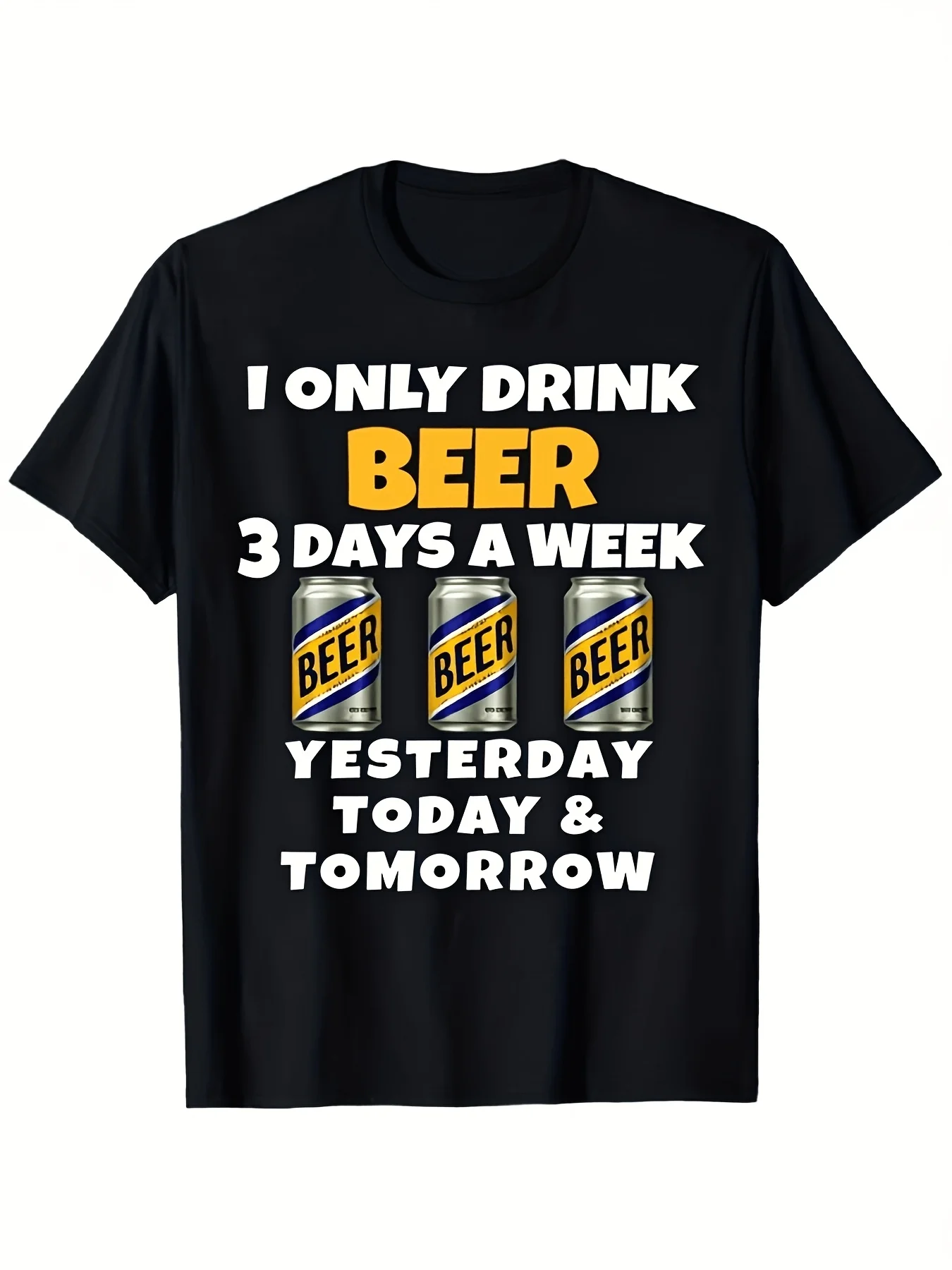 Men's classic black short-sleeve crew neck T-shirt, printed with the words 