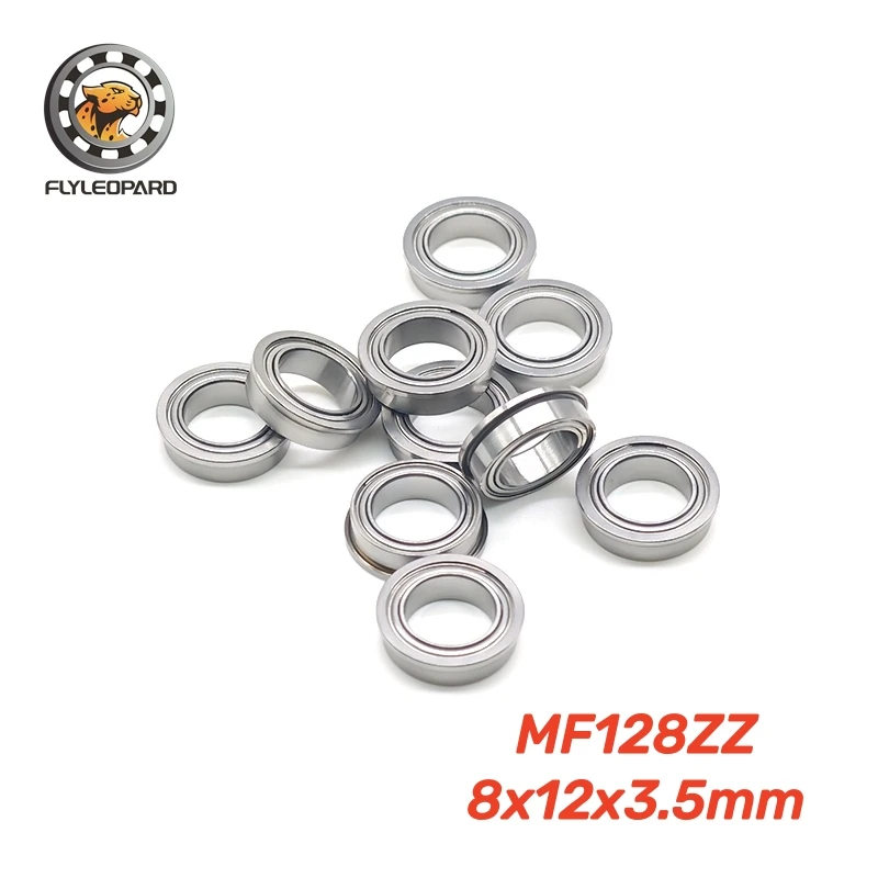 10Pcs MF128ZZ Bearing 8x12x3.5 mm Chrome Steel ABEC-7 MF128 ZZ Flanged Ball Bearing MF128