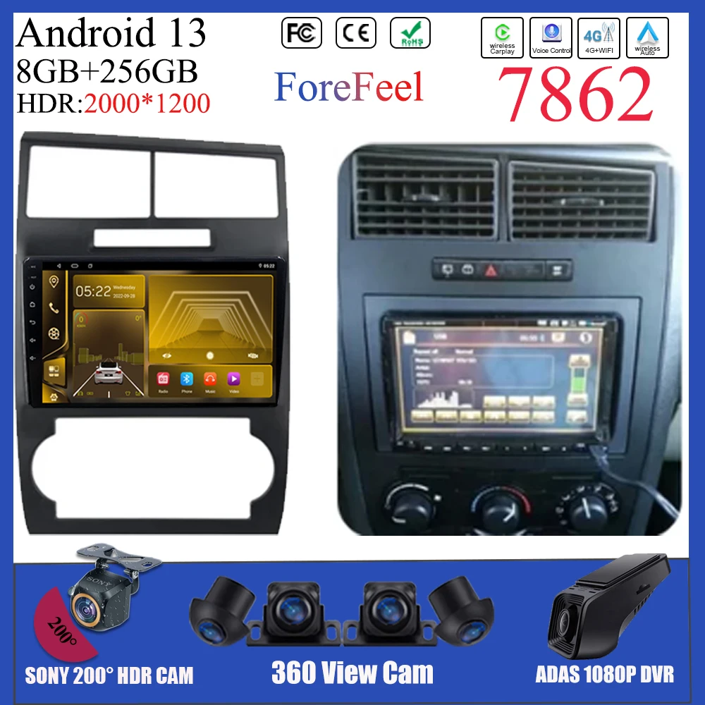 

For Dodge Charger Magnum 2005 - 2007 Multimedia Monitor Screen Android 13 Autoradio Carplay Car Navigation stereo Player NO 2Din