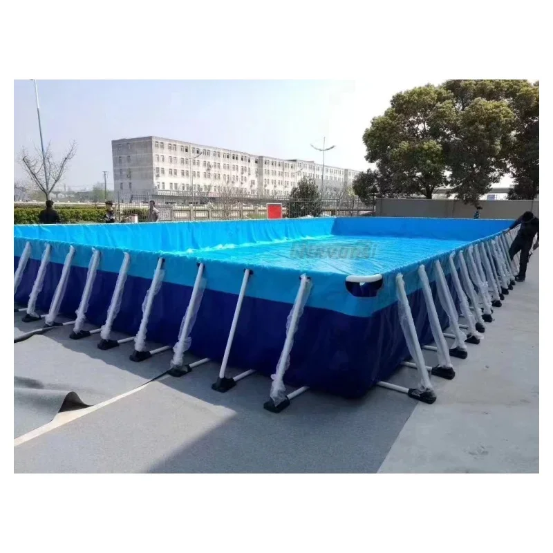 hot Outdoor adult Water park children rectangular metal frame swimming pool above ground inflatable pool