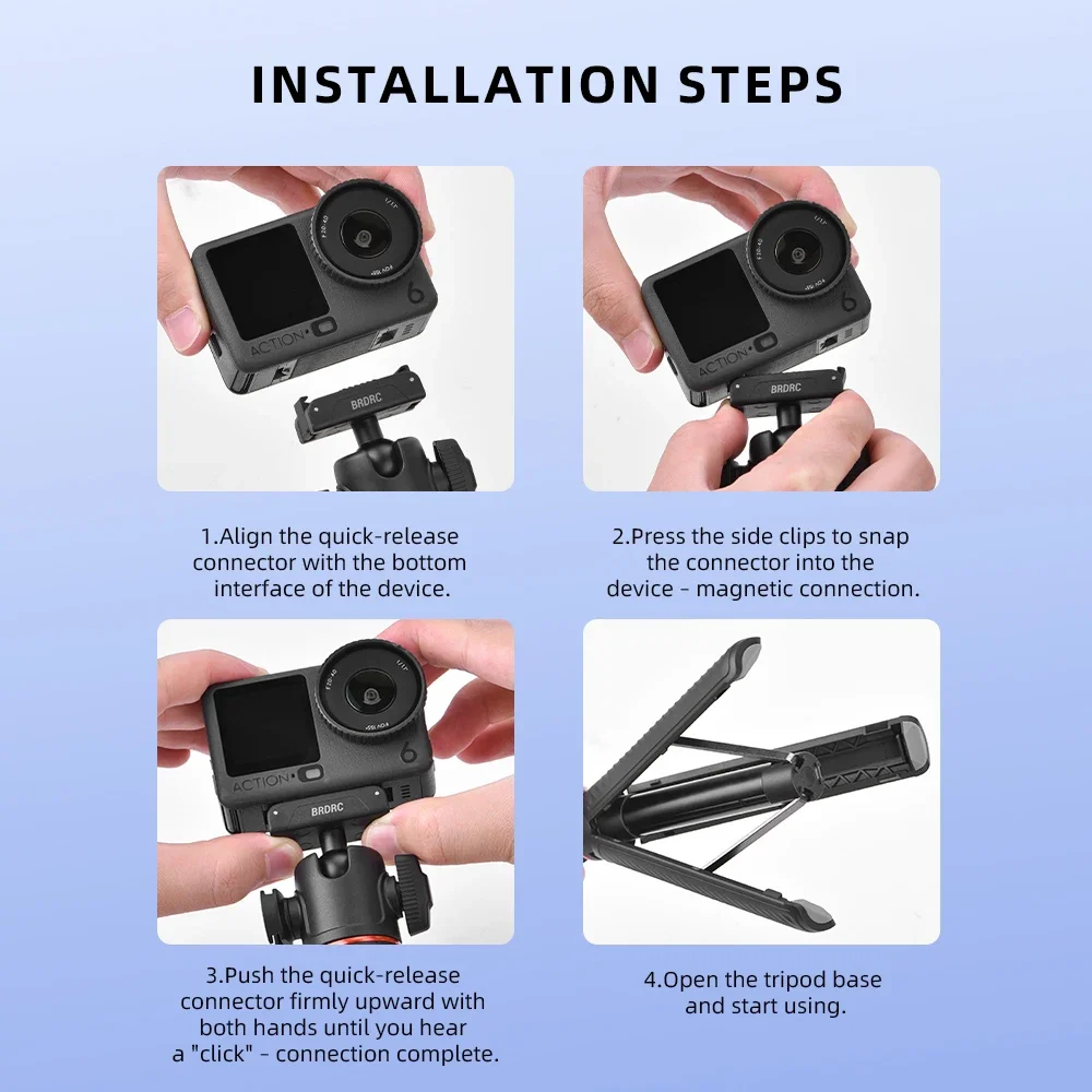 BRDRC Stativ-Selfie-Stick für DJI Action 6/5 Pro/Osmo 360 mit Schnellwechsel-Adapter Cold Shoe Fotografie-Zubehör – Detail 12