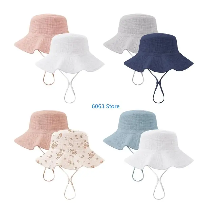 

2Pcs Unisex Toddler Sun Hat Full Coverage Infants Fisherman Caps Foldable Design Headgear for Outdoor Play and Vacation