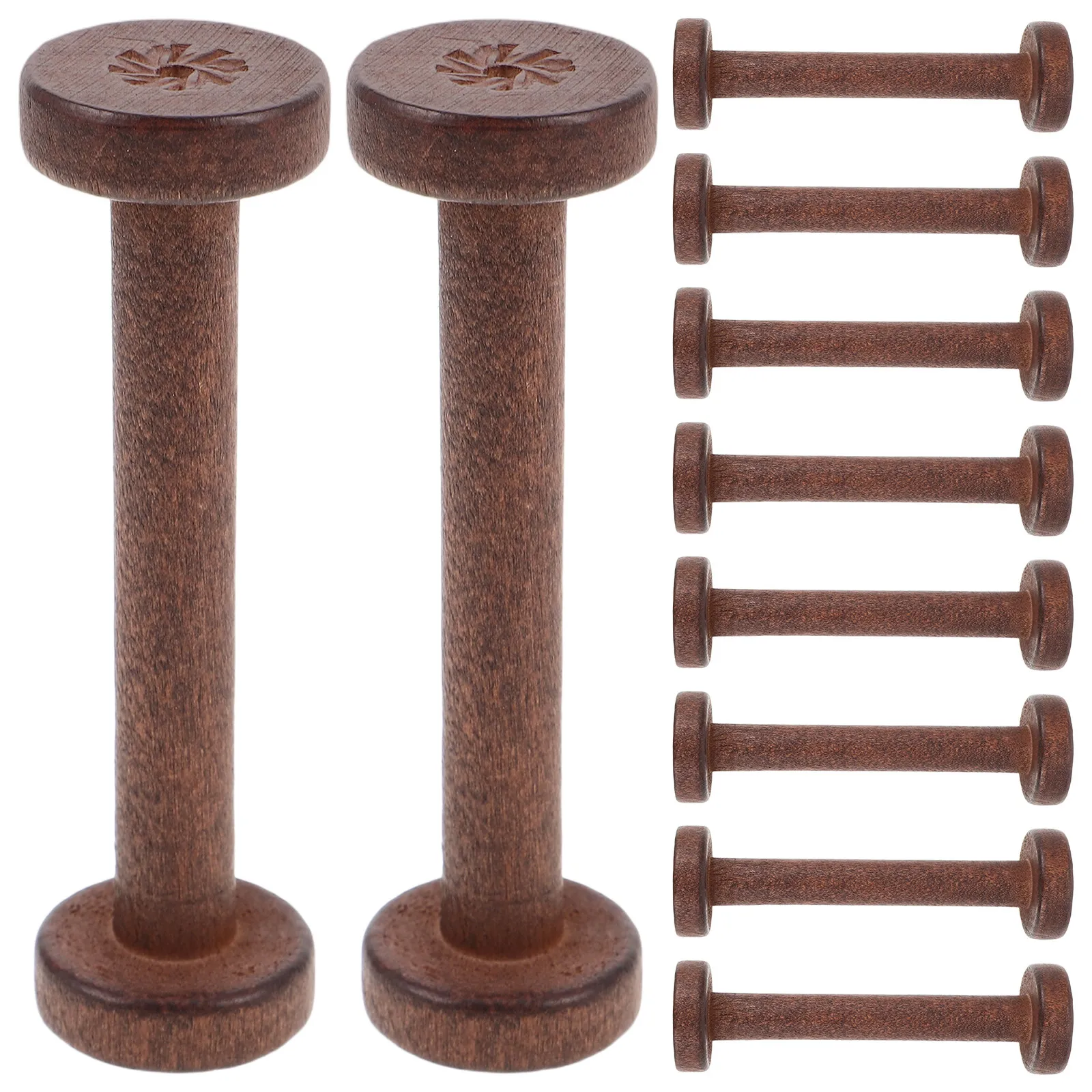 Picture 3: 10Pcs Natural Wood Thread Spools Standard Size Handmade Wooden Bobbins for Sewing Embroidery Yarn Organizers DIY Crafts