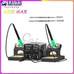 MECHANIC A210 Max Dual Constant Temperature Soldering Station 5 Storage Universal C210 Soldering Iron Handle Rework Station Tool