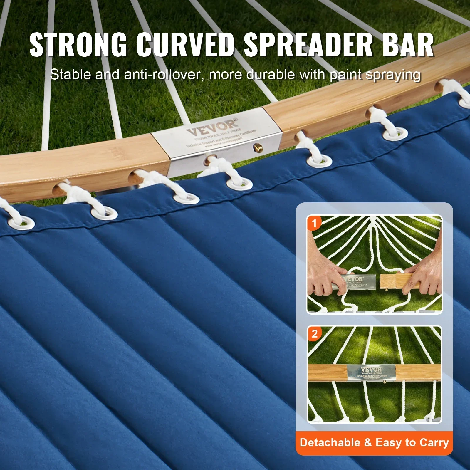 أرجوحة لشخصين مع حامل متضمن أرجوحة مزدوجة مع قضيب توزيع منحني ووسادة قابلة للفصل وحقيبة محمولة