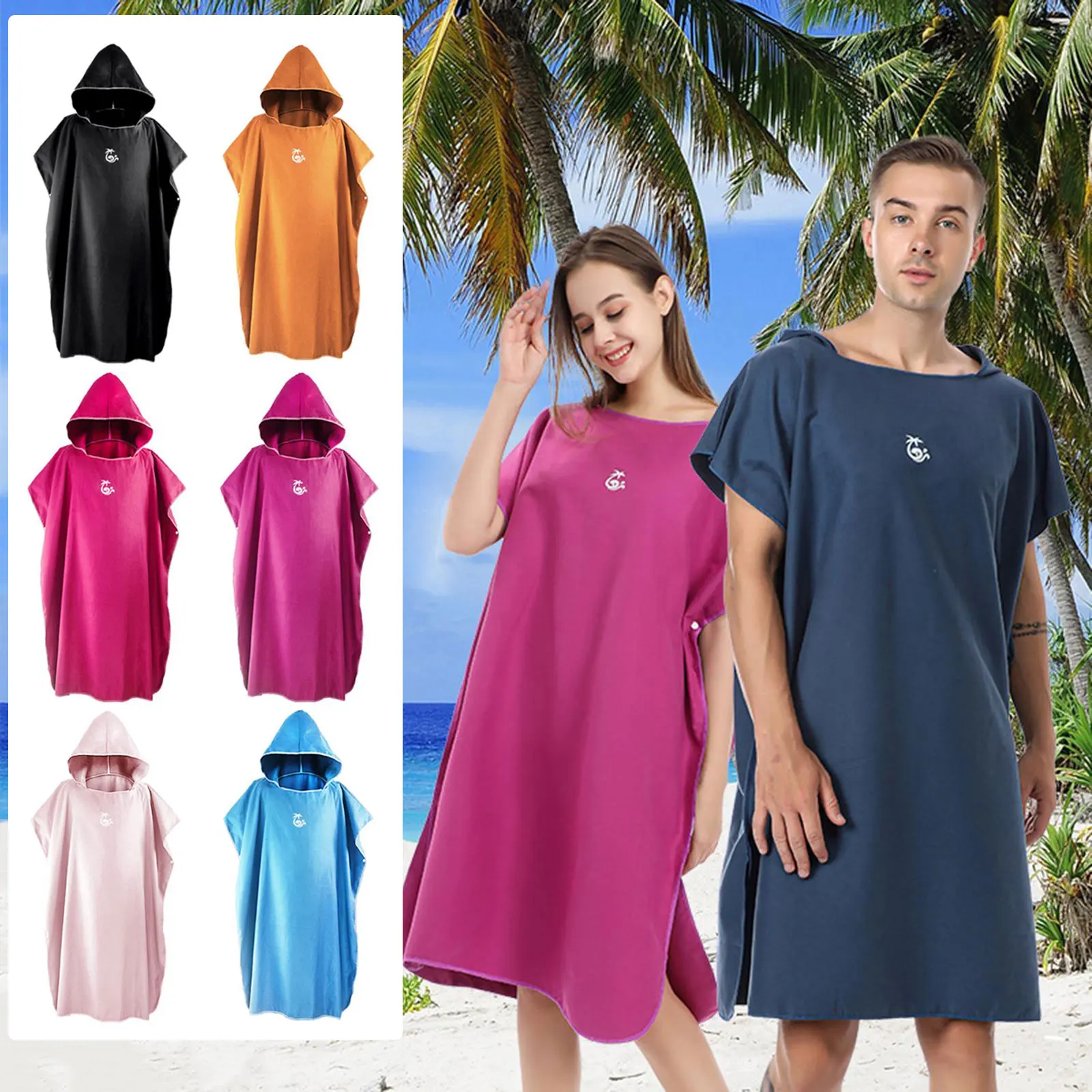 

Microfiber Hooded Towel Men Women for Swim Beach Travel Quick Dry Changing Robe Cape Bath Towel Bathrobe Surf Poncho Sauna Playa