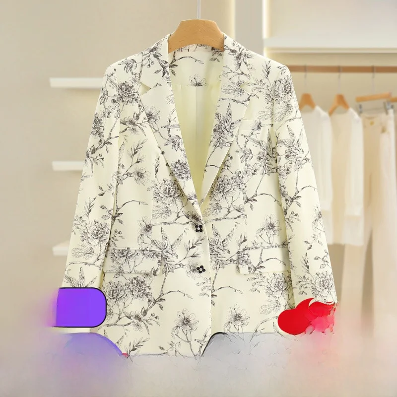 

Модный облегающий осенний костюм с цветочным узором на одной пуговице, фирменный женский костюм Jaet на пуговицах 25, осенний женский костюм