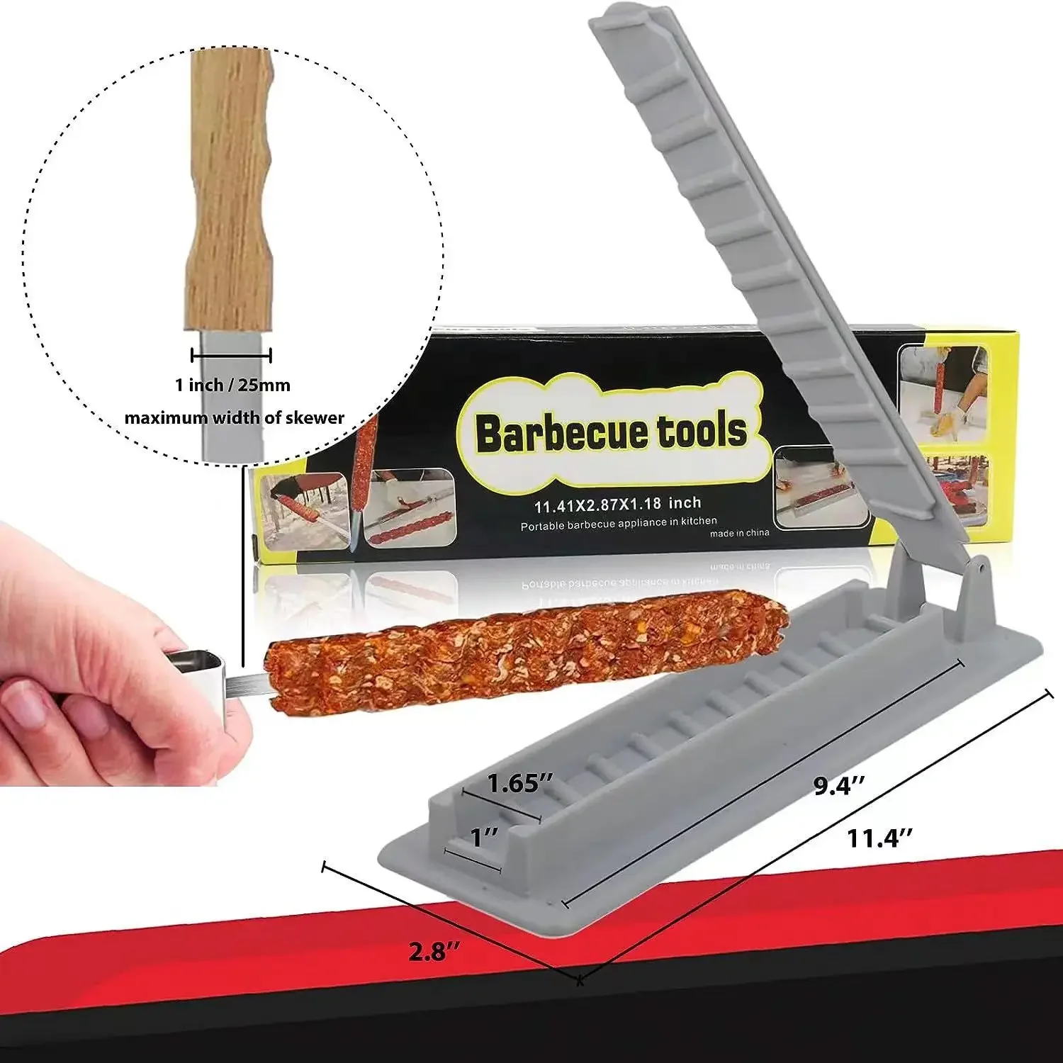 Single Row Kebab Maker BBQ Meat Skewer Making Machine Reusable Plastic Barbecue Skewer Maker Kebab Preparation Camping BBQ Tools