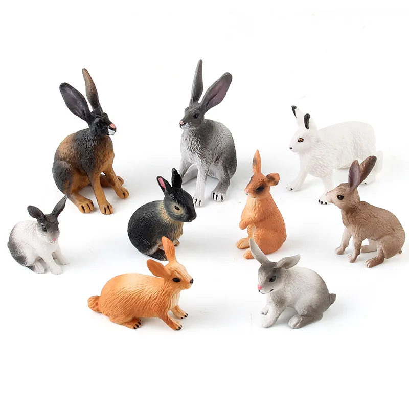 Fun Simulation Rabbit Model Cute White Rabbit Grey Rabbit Animal Model Desktop Decoration Ornaments Children Cognitive Toys Gift