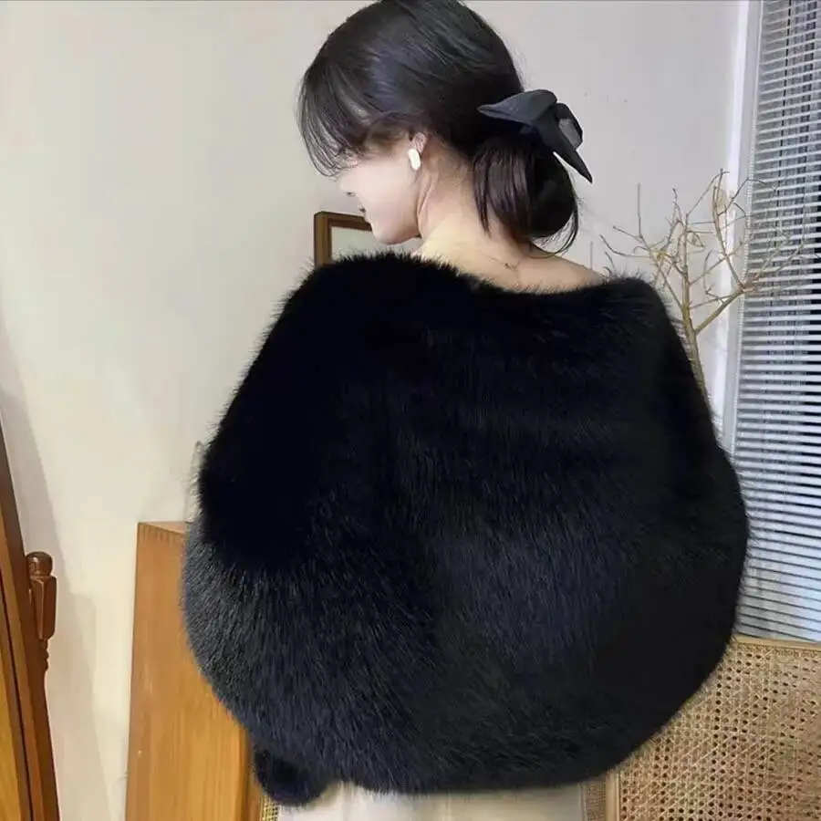 

Накидка из искусственного лисьего меха, Cheongsam, свадебное платье, шаль, зимний шарф, изящный женский плащ для банкетной вечеринки, накидки