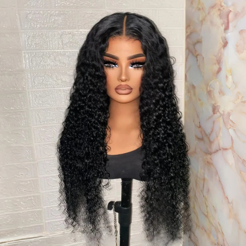 

Черные кудрявые парики с кружевной передней частью 13*4*1, 26 дюймов, 180% плотность, для женщин, с детским волосом, предварительно срезанные, без клея, из синтетического волокна, на каждый день