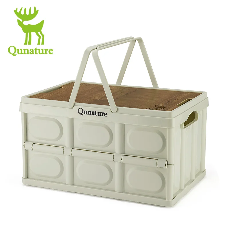 

Qunature Camping Storage Box Foldable Portable Picnic PP Sundry Box 30L 55L Home Bedside Table Folding Storage Box