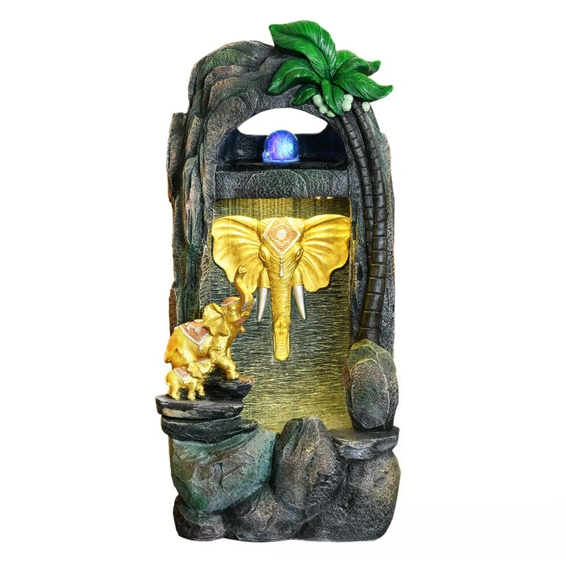 European elephant fountain flowing water ornament restaurant balcony rockery ornament