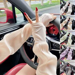 Summer Women Ice Silk Anti-sunburn Sleeve Cool Wearing Loose Anti-UV Cycling Driving Sleeve Outdoor Riding Fingerless Arm Cover