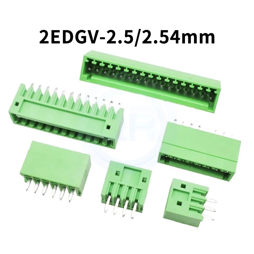 (10 Sets)KF 2EDGK 2EDGV/R 2.54mm 2.5mm Small Pitch Plug-in Terminal Blocks Screw Wiring Solder Board Straight Bend Pin Set 2~16P
