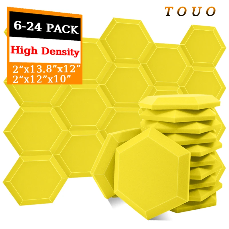 

TOUO Studio Hexagon Acoustic Foam Panels 6/12/24 Pcs High Density Noise Absorbing Isolator Home Sound Foam Cinema Absorbing Wall