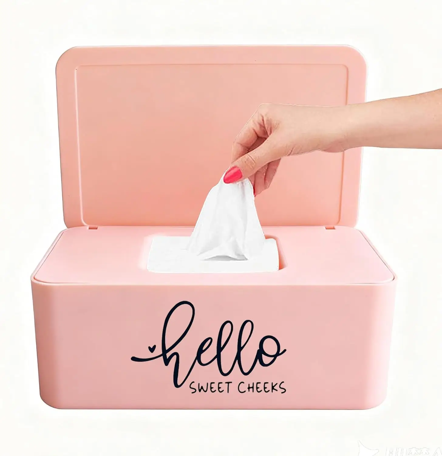 

Funny Flushable Wipes Holder, Cute Baby Wipes Dispenser Container for Bathroom Decor, Pink