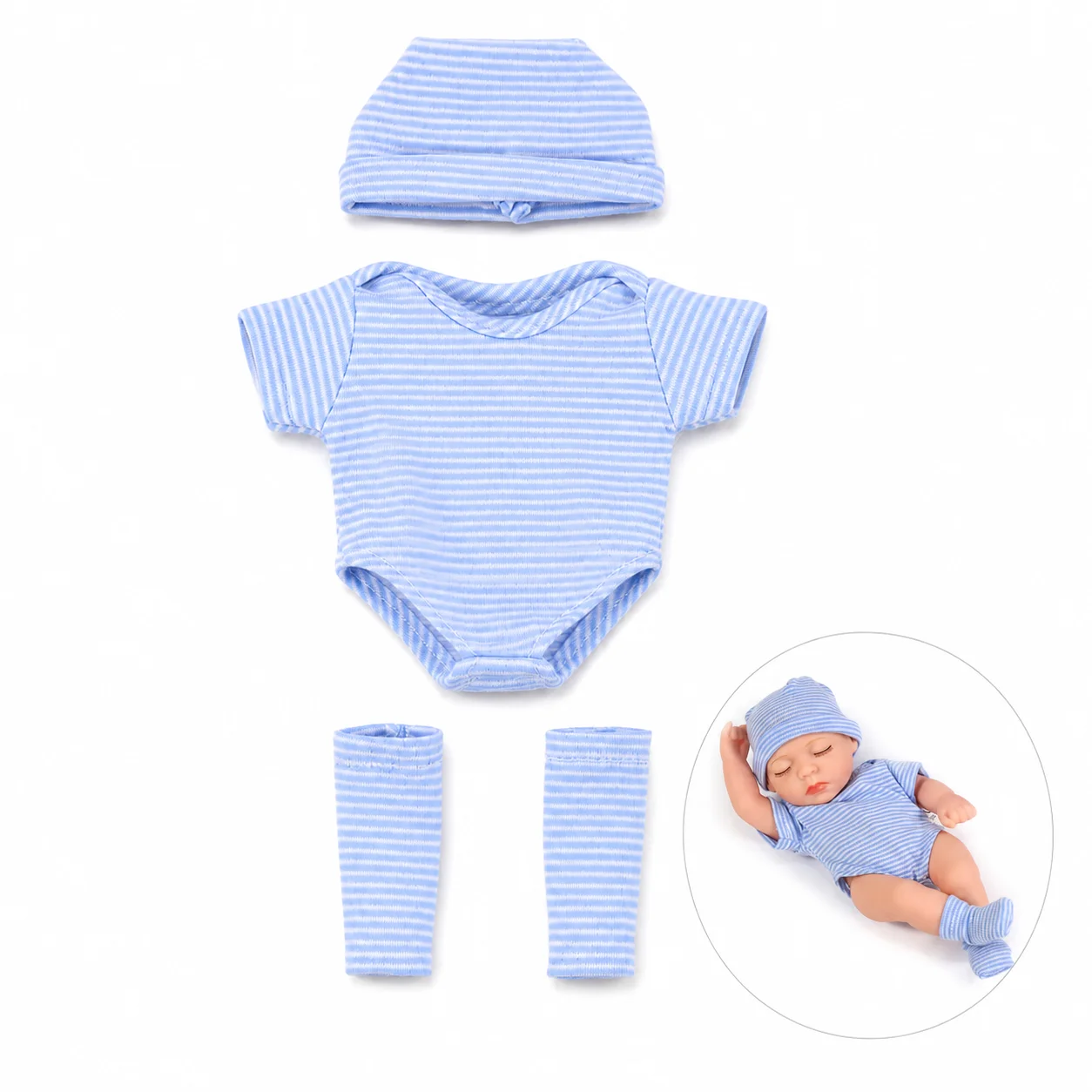 8 Inch 20cm Reborn Doll Clothes Set Baby Doll Outfit Bodysuit Hat Socks Mini Doll Clothing Accessories Dress Up Toy Gift