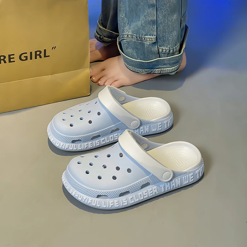 

Women's Summer Beach Sandals for Couples, Non-Slip Thick-Soled Toe-Cap Sandals