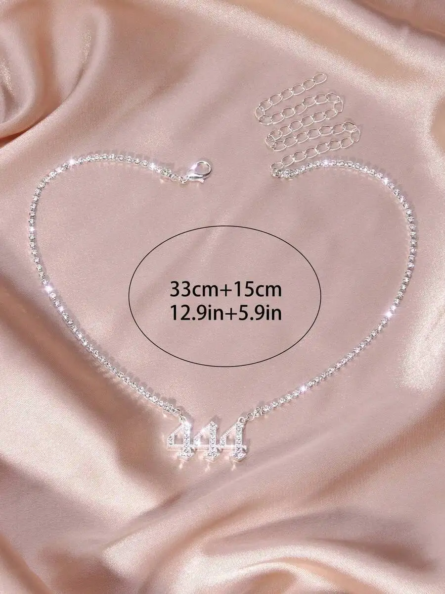 

Rhinestone Number Charm Pendant Necklace For Women