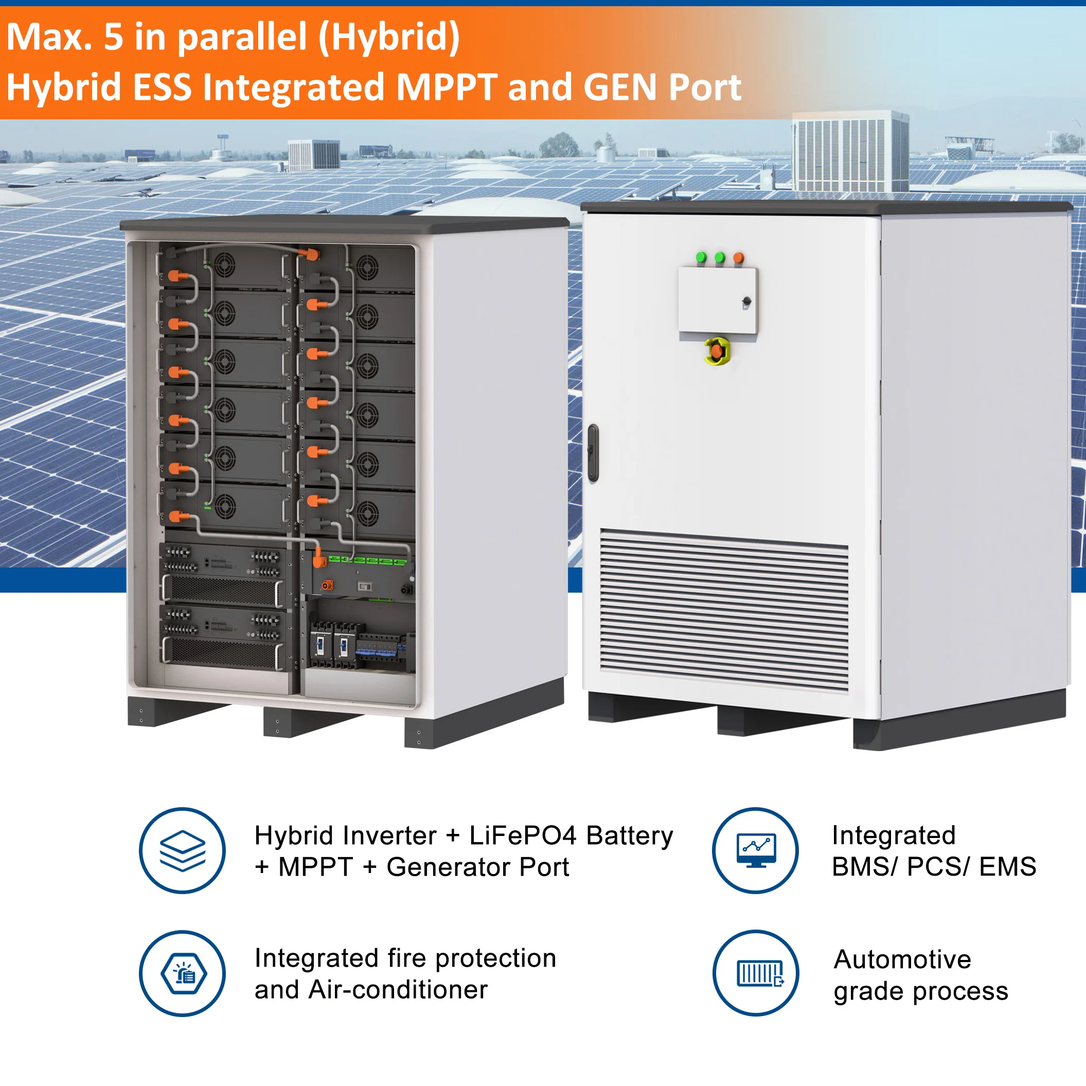 100KWh 50KW All-in-One Inverter Lithium Battery Energy Storage Battery Cabinet for Commercial Industrial Solar Energy System