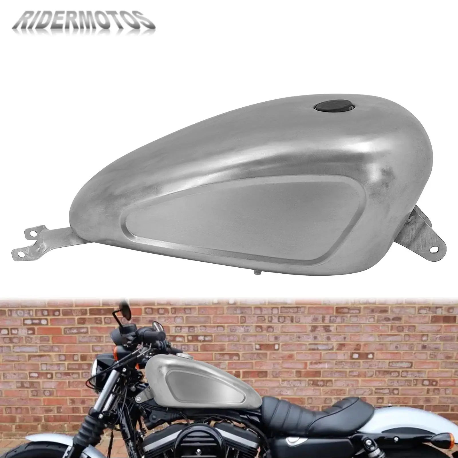 Motorcycle Retro Fuel Tank Gas Unpainted Retro Oil For Harley Sportster XL 48 72 1200 Iron 883 Super Low 2007-2023 14.4L Tank