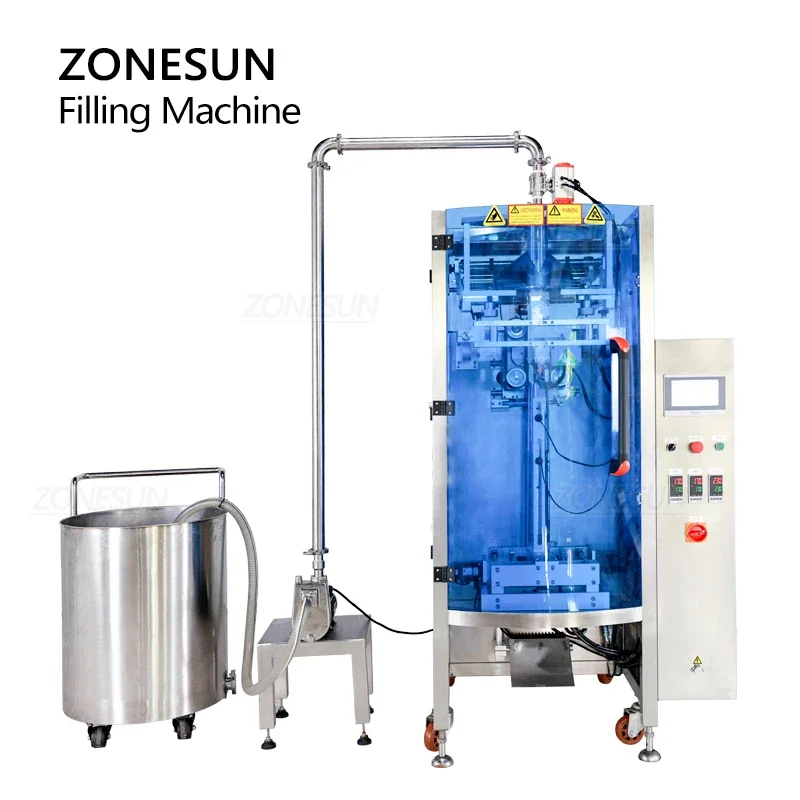 ZONESUN Liquid Packaging Machine Sachet Honey Chili Pasta Sauce Peanut Butter Packet Feeding Pump ZS-420GSY
