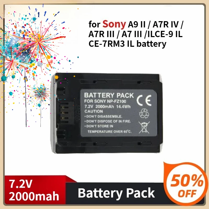 NP-FZ100 Camera Battery for Sony A9 II / A7R IV / A7R III / A7 III /ILCE-9 IL CE-7RM3 IL 7.2V 2280mAh Battery
