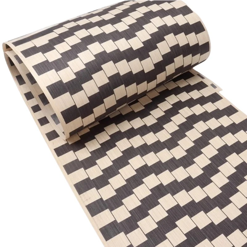 

L:250*40cm T:0.4-0.5mm High-end technology black and white square veneer instrument furniture interior wall wood veneer Panels