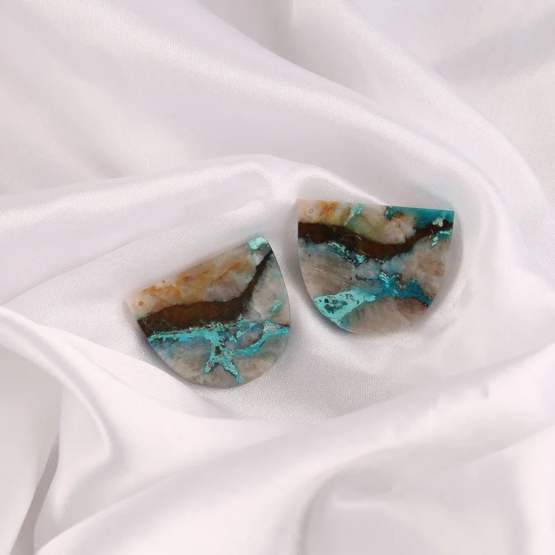 B&F Chrysocolla Earring Beads, Handmade Natural stones beads, Polished Stones for jewelry Making Supplies