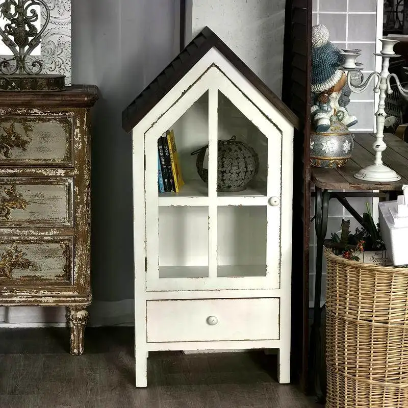 Wooden house bedroom study storage bookcase figure ornament locker wooden house solid wood children's bookcase