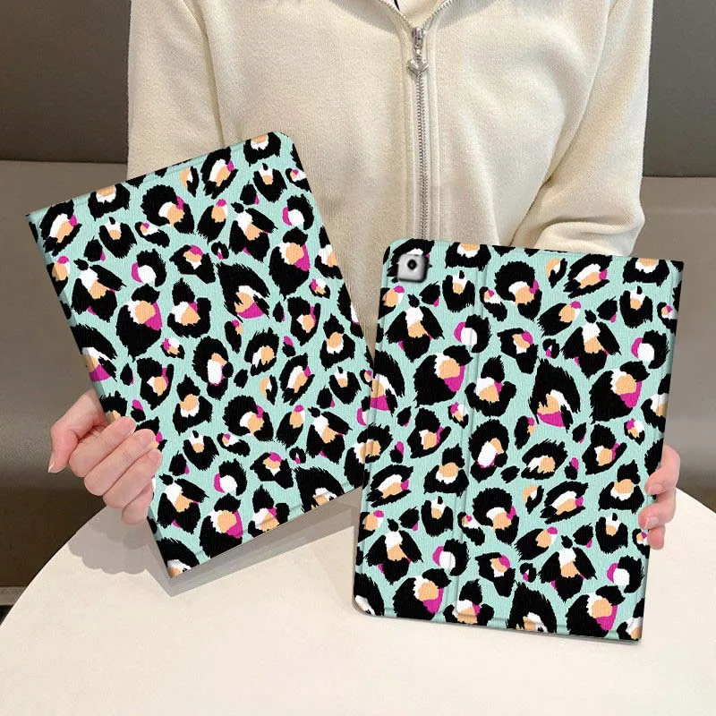 

Чехол для планшета с мультяшным леопардовым принтом для iPad Pro Air Mini 1 2 3 4 5 6 7 7th 8th 9th 10th 11th 10.2 9.7 10.5 10.9 11 2024 2025