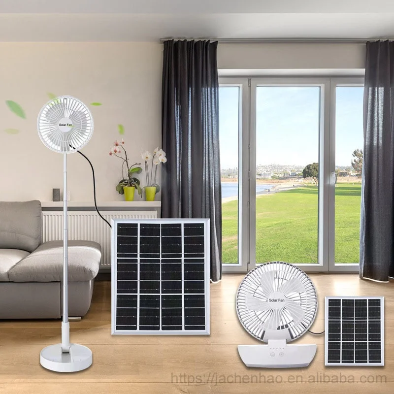 Ventilador de Pedestal portátil, ventilador de mano alimentado por energía Solar, bajo ruido, recargable con luz, ventilador de escritorio de baja potencia