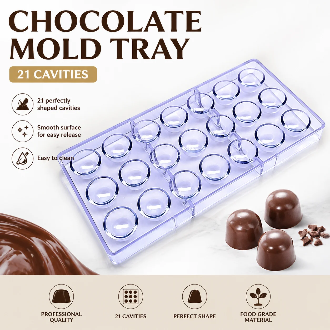 1 Pc Dome-shaped Polycarbonate Chocolate Mold, Reusable DIY Bonbon Candy Confectionery Making Baking Tool