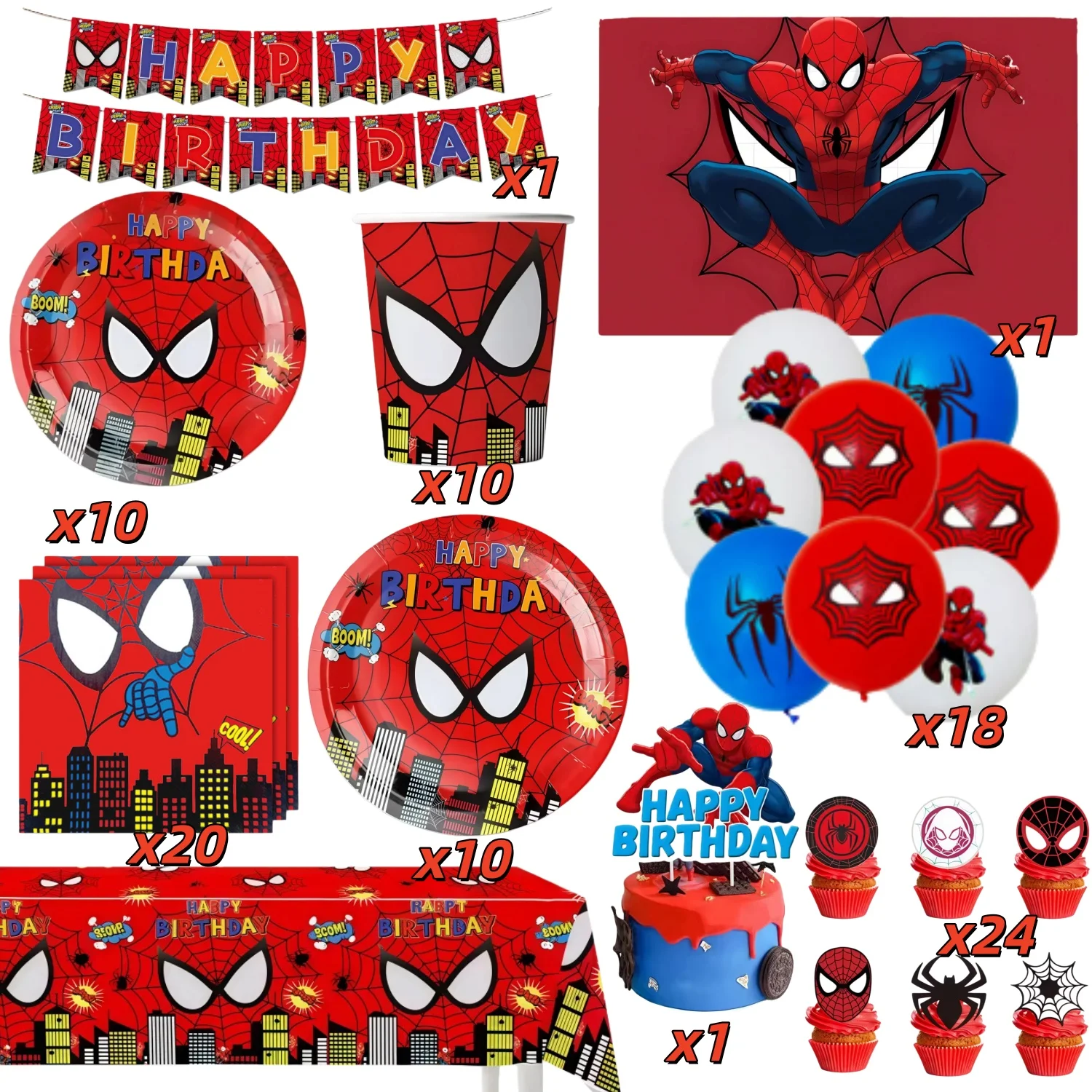 Masker Spider Hero Verjaardagsfeestje Benodigdheden Servies Kit Borden Beker Tafelkleed Achtergrond Ballonnen Kinderfeestdecoratie Gunsten